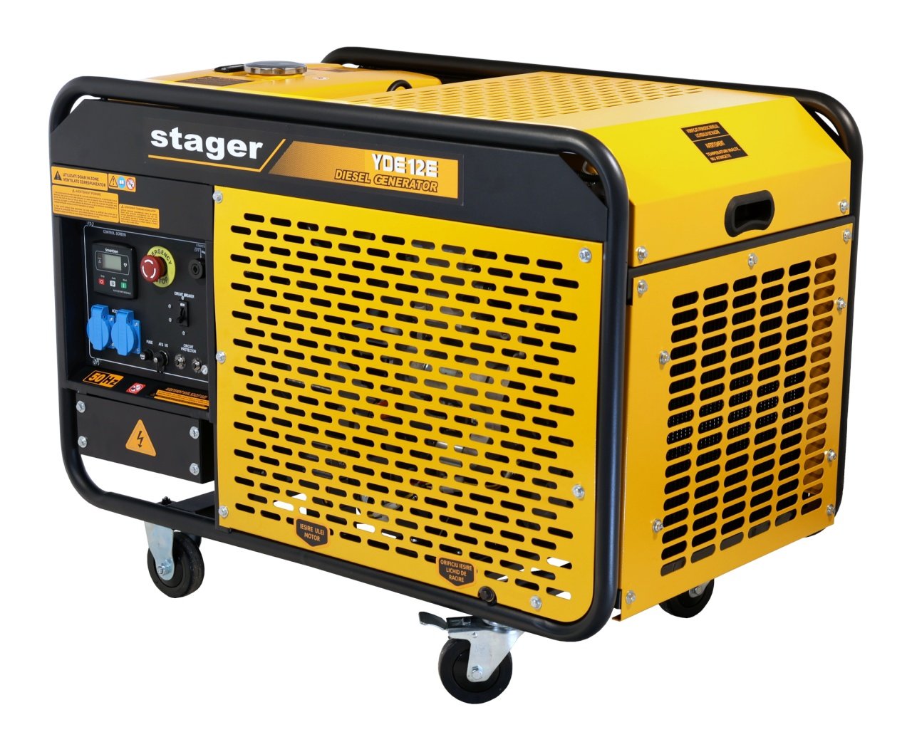 Stager YDE12E Generator open-frame 10kVA, 39A, 3000rpm, monofazat, diesel, pornire electrica