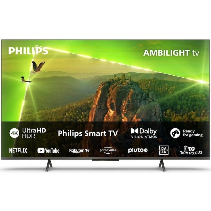 Televizor Philips AMBILIGHT tv LED 55PUS8118, 139 cm, Smart TV, 4K Ultra HD, Clasa F (Model 2023)