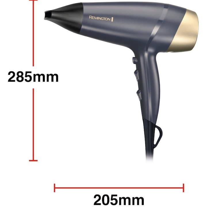 Uscator de par Remington Sapphire Luxe D5805, 2200 W, 3 trepte caldura, 2 viteze, Champagne/Bleumarin