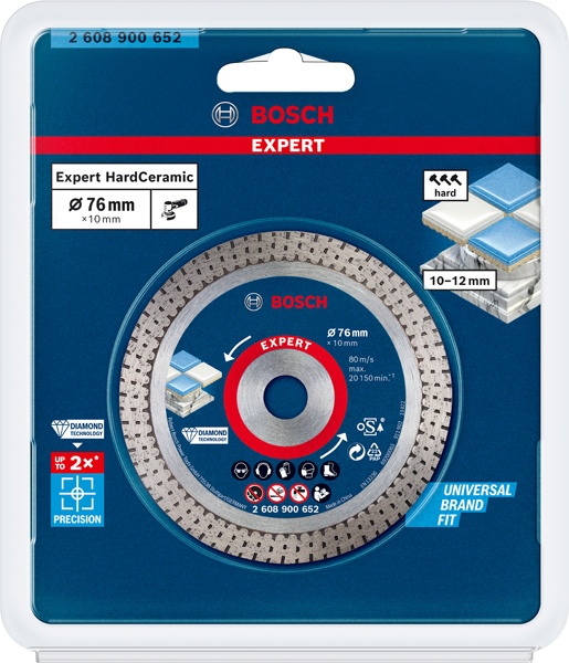 Bosch Disc diamantat Expert HardCeramic, 1.5x10x76mm