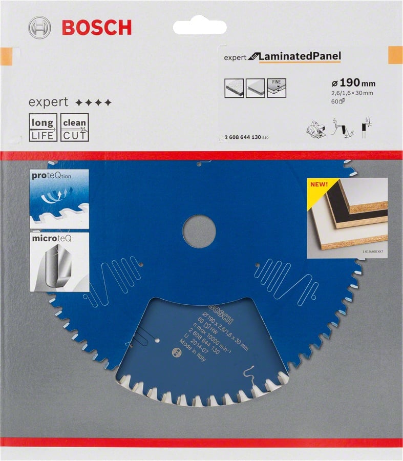 Bosch Panza ferastrau circular Expert for Laminated Panel, 190x30x2.6mm, 60T