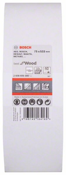 Bosch Set 10 benzi de slefuire X440, 75x533mm, 40 - 1 | YEO