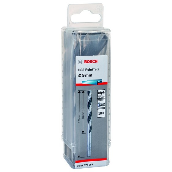 Bosch Set 10 burghie spiral HSS PointTeQ, 9x81mm