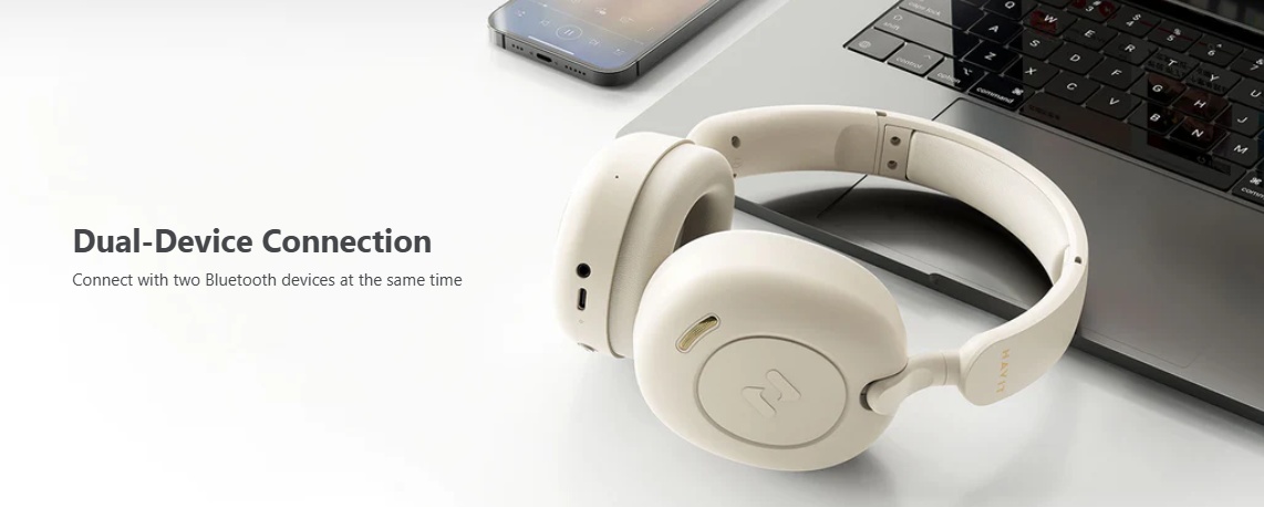 Casti wireless HAVIT H655BT, Bluetooth 5.3, Bej - 2 | YEO