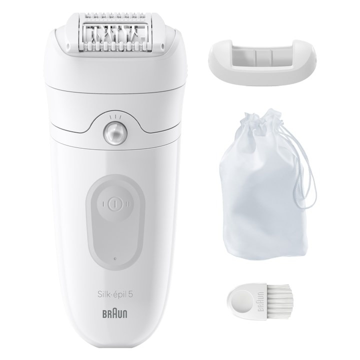 Epilator Braun Silk-épil 5 5-011, 40 pensete, 2 viteza, Alb/Gri