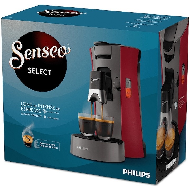 Espressor Philips Senseo Select CSA230/91, Crema Plus, Intensity Plus, 1450 W, capacitate rezervor apa 0.9 l, presiune pompa 1 bar, rosu - 2 | YEO