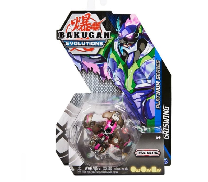 Figurina metalica Bakugan Evolutions, Griswing, Roz, 6 cm