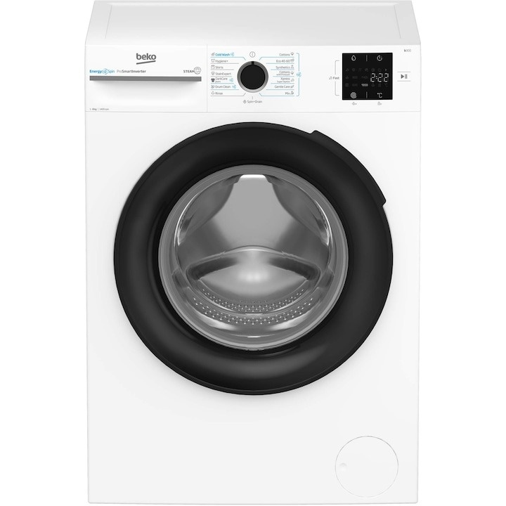 Masina de spalat rufe Beko BM3WFSU38413WB, 8 Kg, 1400 RPM, Clasa A, SteamCure, Recycled Tub, ProSmart Inverter Motor, AddXtra, WaterMode, ColdWash, Alb - 1 | YEO