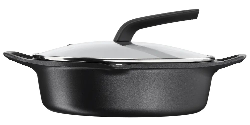 Oala cu capac Tefal Robusto E2497244, aluminiu turnat/sticla, 28 cm, Negru - 3 | YEO