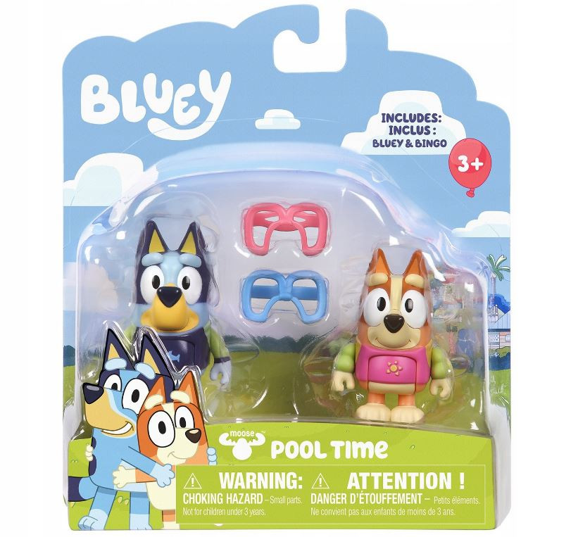 Set 2 figurine Bluey - Bluey & Bingo, La Piscina