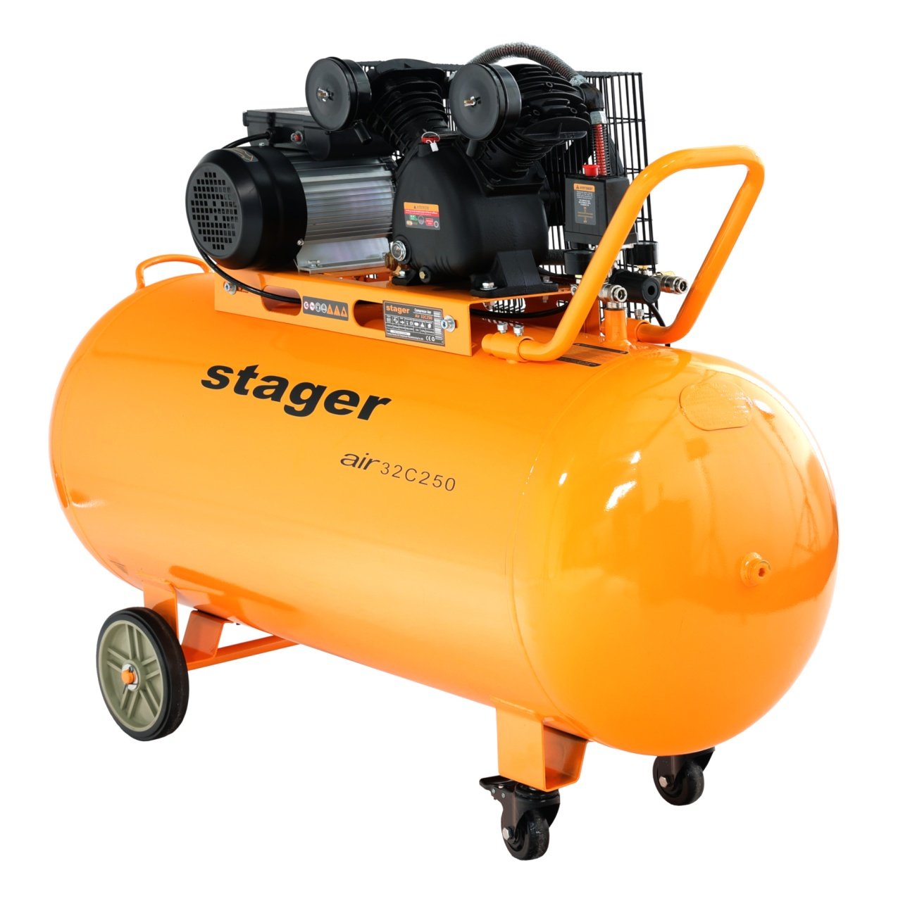 Stager Air 32C250 compresor aer, 250L, 10bar, 324L/min, monofazat, angrenare curea