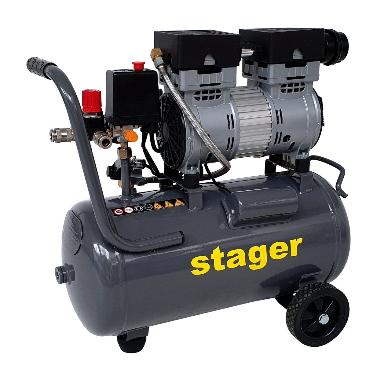 Stager HM0.75JW/24 compresor aer, 24L, 8bar, 135 L/min, monofazat, angrenare directa, silentios - 1 | YEO