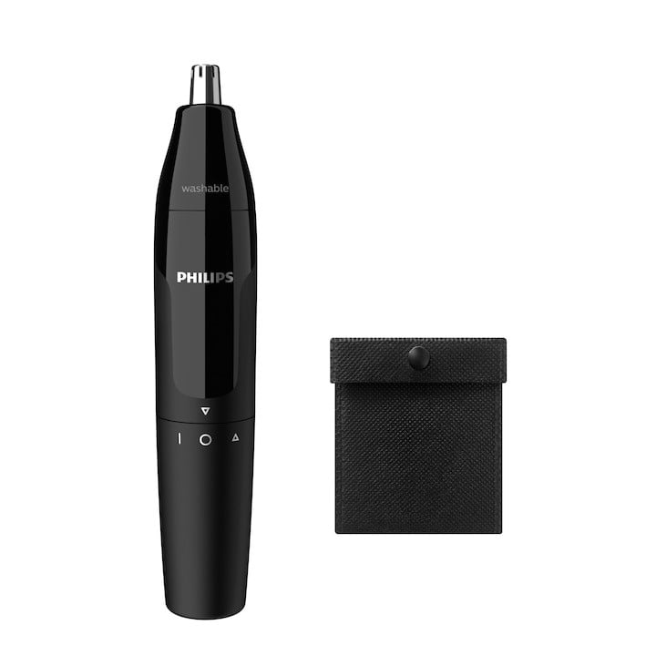 Trimmer pentru nas/urechi Philips NT1620/15, baterie, lavabil, utilizare umed si uscat, Negru