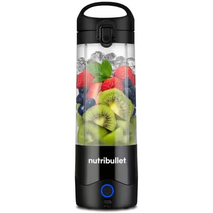 Blender portabil Nutribullet® NBP003B, cupa 475 ml, USB-C, Negru