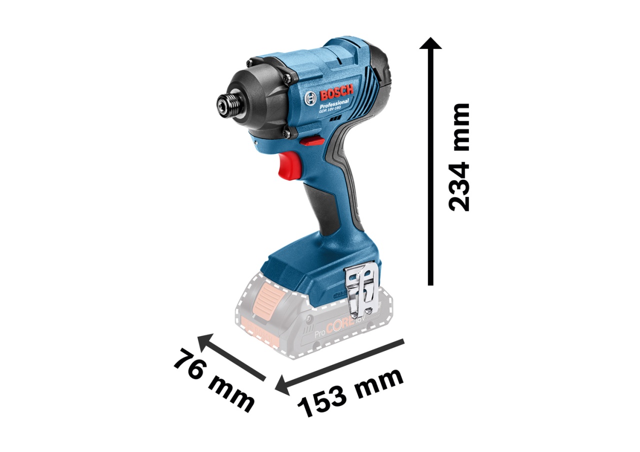 Bosch GDR 18V-160 (solo) Surubelnita cu impact Li-Ion 18V, 160Nm, fara acumulator in set - 1 | YEO