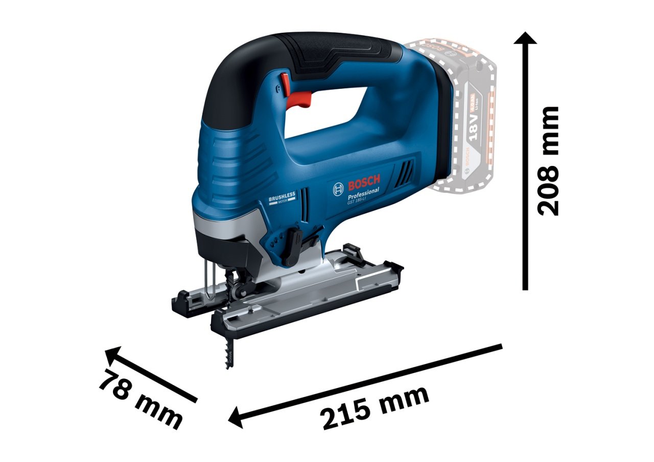 Bosch GST 185-LI Ferastrau vertical brushless 125mm + 2 acumulatori Li-Ion, 18V, 4Ah CoolPack + Incarcator rapid + variza profesionala