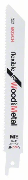 Bosch Set 5 panze fierastrau sabie S 922 HF Flexible for Wood and Metal, 150mm