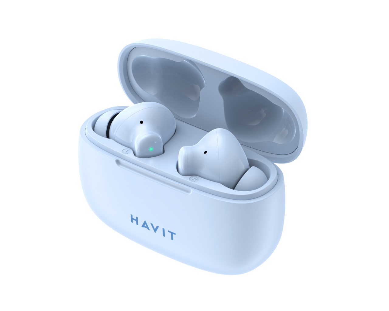 Casti HAVIT TW967, Bluetooth 5.1, TWS, In-Ear, Control tactil, Albastru deschis