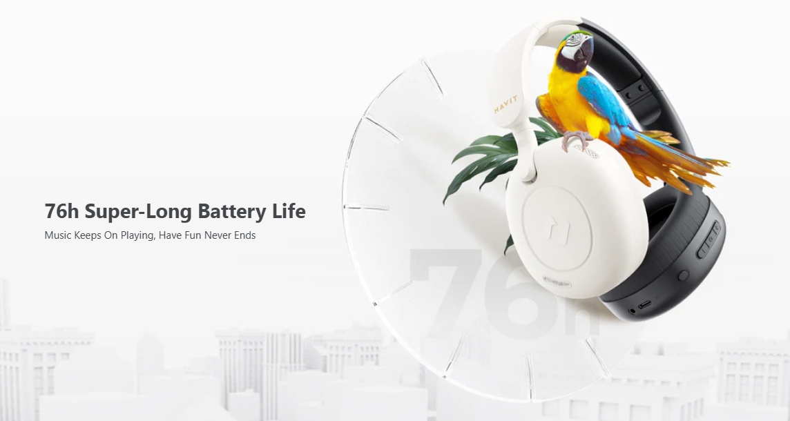 Casti wireless HAVIT H655BT, Bluetooth 5.3, Albastru - 3 | YEO