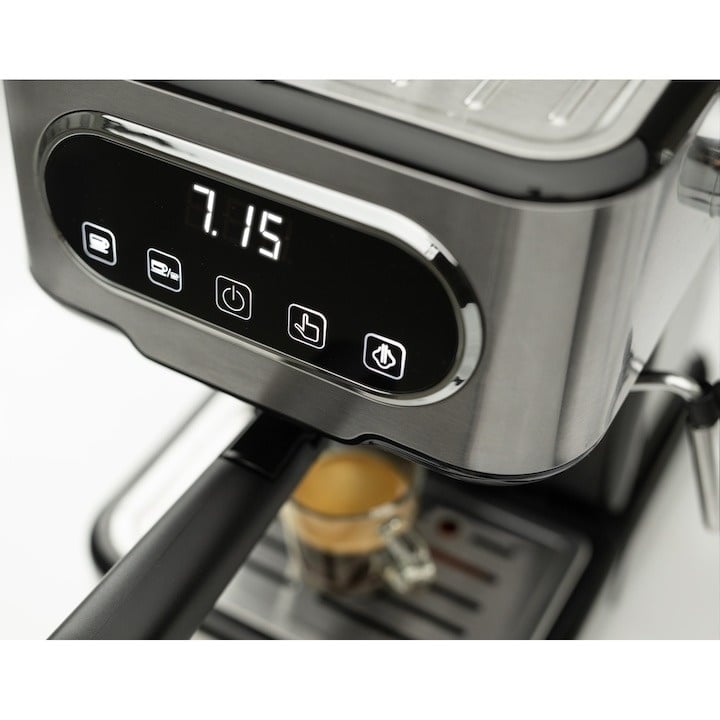 Espressor cafea, Gorenje ESCM15DBK, 1100W, Rezervor de apa 1.5L, 15 bar, Negru/Argintiu