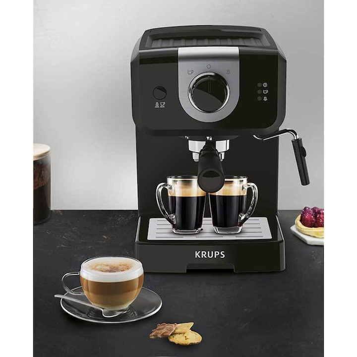 Espressor manual Krups XP320830, 1050 W, 15 bar, 1.5 L, Dispozitiv spumare, Negru - 1 | YEO
