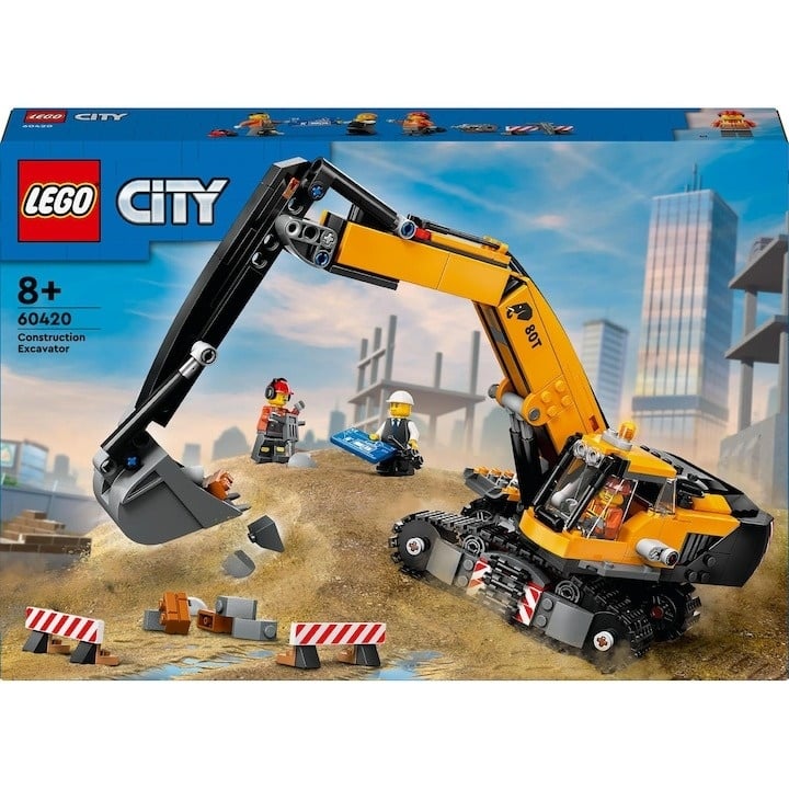 LEGO® City - Excavator galben de constructii 60420, 633 piese