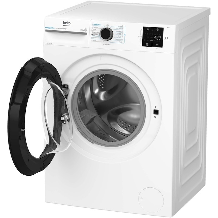 Masina de spalat rufe Beko BM3WFSU38413WB, 8 Kg, 1400 RPM, Clasa A, SteamCure, Recycled Tub, ProSmart Inverter Motor, AddXtra, WaterMode, ColdWash, Alb - 2 | YEO