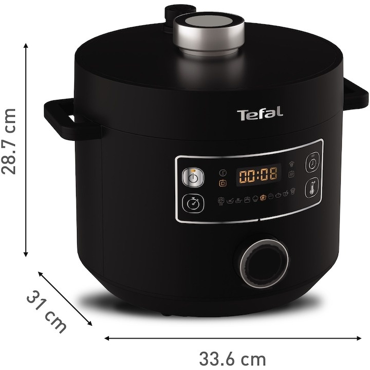 Oala sub presiune electrica Tefal Turbo Cuisine CY754830, 1090W, 4.8L, 10 programe, interfata intuitiva, bol de gatit Tefal Spherical Bowl, negru - 2 | YEO