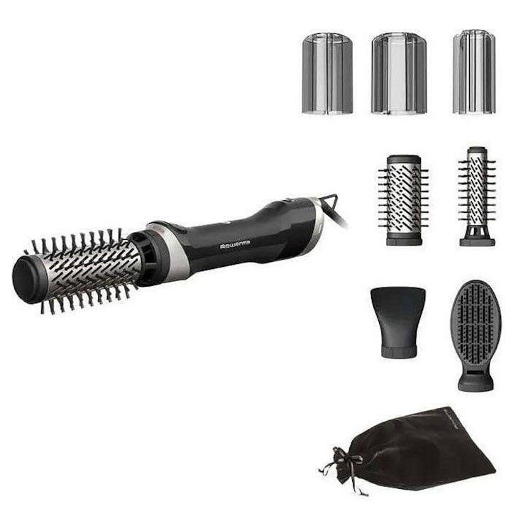 Perie rotativa cu aer cald Rowenta Brush Activ UB9540F0, 1000 W, 2 viteze, Jet de aer rece, Invelis ceramic, Argintiu/Negru
