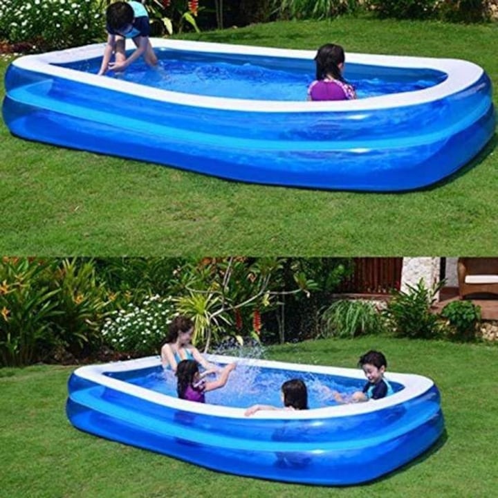 Piscina Gonflabila Dreptunghiulara, Pentru Exterior, 200 x 150 x 50 Cm, Albastru/Alb - 1 | YEO