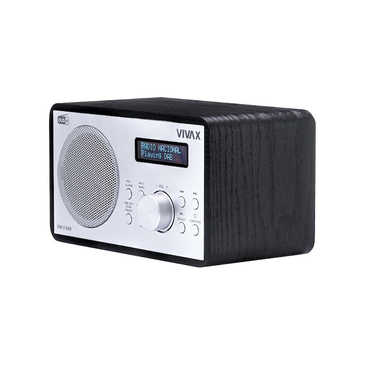 Radio cu ceas Vivax DW-2 DAB, 5W, FM, DAB+, Bluetooth, afisaj LED, 30 posturi presetate, carcasa lemn, negru - 2 | YEO