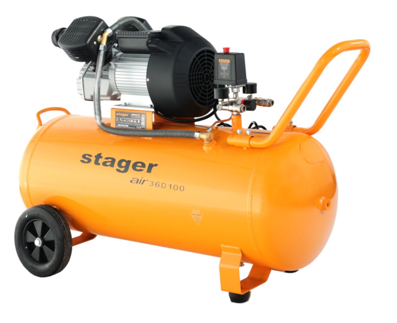 Stager Air 36D100 compresor aer, 100L, 10bar, 356L/min, monofazat, angrenare directa