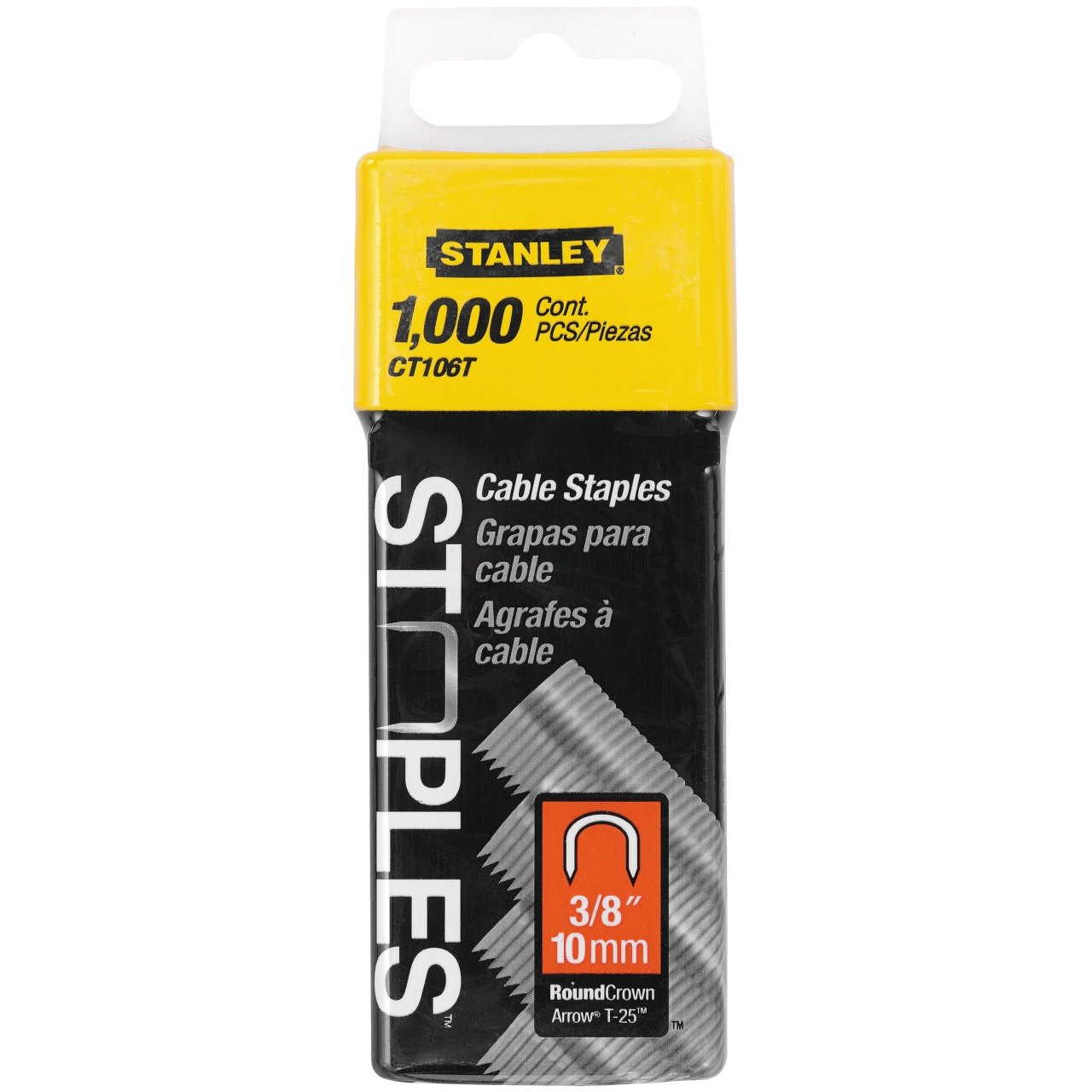 Stanley 1-CT106T Set 1000 Capse pentru cabluri, tip 7/CT100, 10mm, 3/8