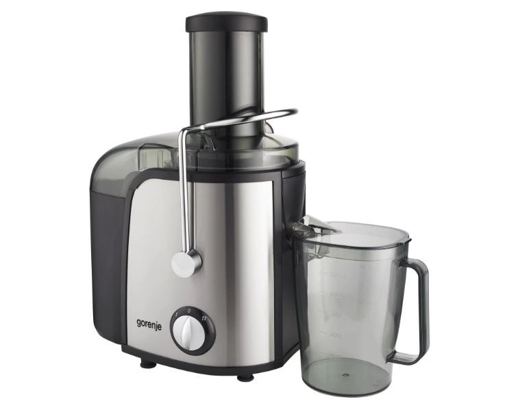 Storcator de fructe si legume Gorenje JC805EII, 800W, Recipient suc 1 l, Recipient pulpa 1.5 l, Tub de alimentare XXL, Negru/Inox