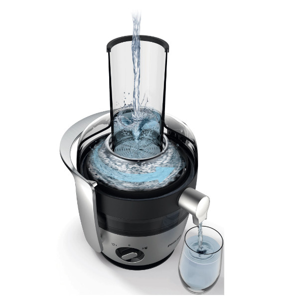 Storcator de fructe si legume Philips Viva Collection HR1855/70, 700 W, recipient suc 0.8 l, recipient pulpa 1.2 l, 1 Viteza, tub de alimentare 75 mm, negru