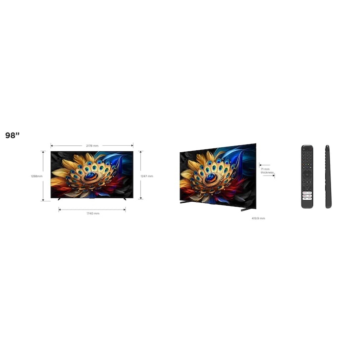 Televizor TCL QLED 98C655, 248 cm, Smart Google TV, 4K Ultra HD, 100Hz, Clasa G (Model 2024) - 3 | YEO