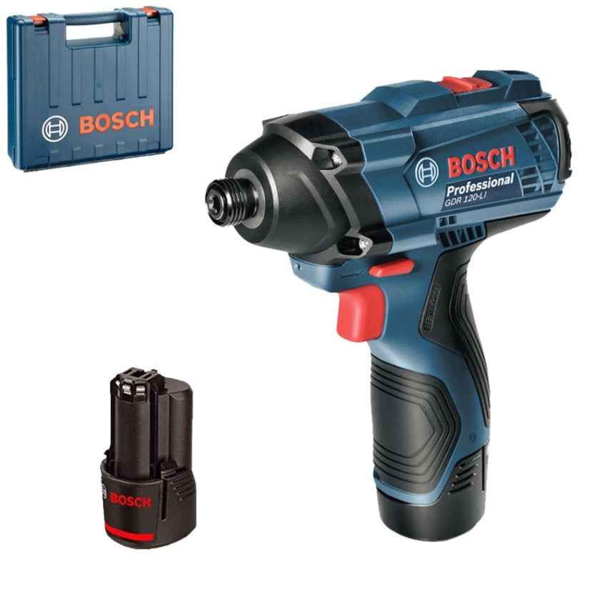 Bosch GDR 120-LI Masina de insurubat cu impact cu acumulator + 2 x Acumulatori Li-ion 1.5Ah + Incarcator AL 1215 CV + Valiza profesionala