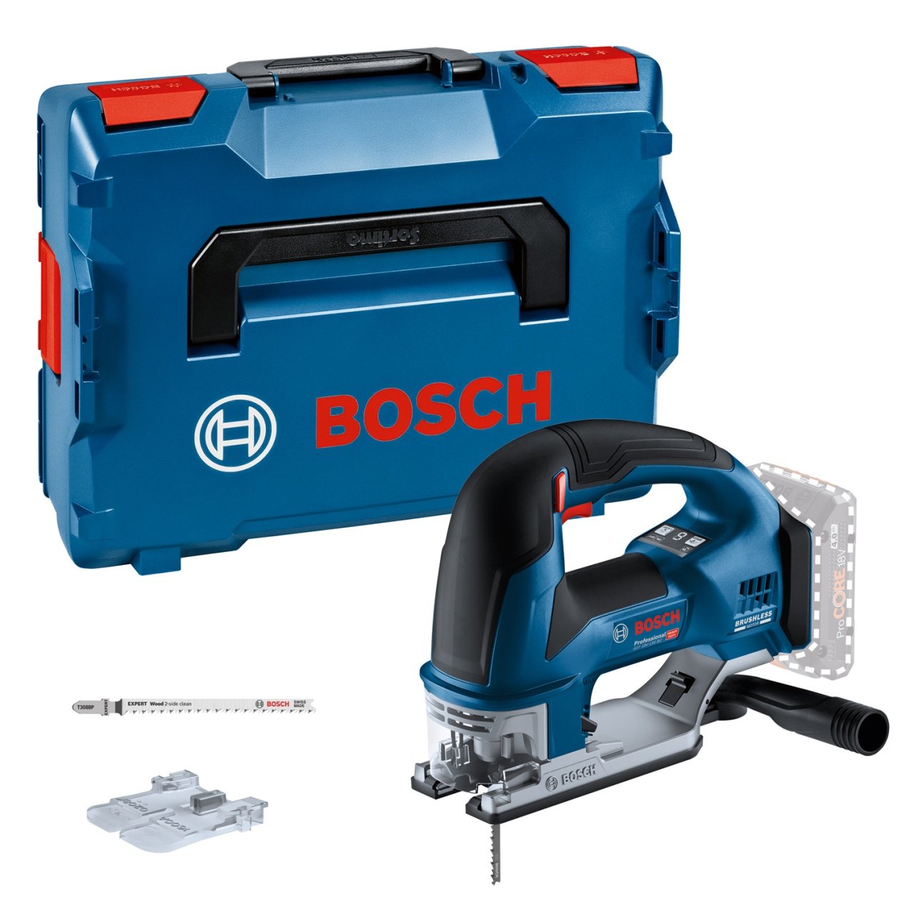 Bosch GST 18V-155 BC (solo) Ferastrau vertical Li-Ion 18V, 155mm, fara acumulator in set + L-Boxx + accesorii