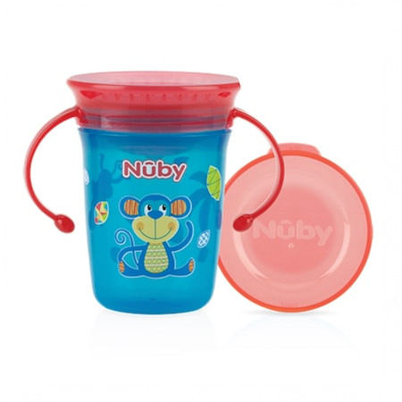 Cana Wonder cup Nuby 360 decorat cu manere, +6 luni, 240ml