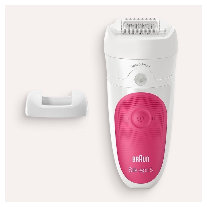 Epilator Braun Silk-épil 5 5-500 SensoSmart™, Wet & Dry, 28 pensete, 2 viteze, Roz/Alb - 3 | YEO