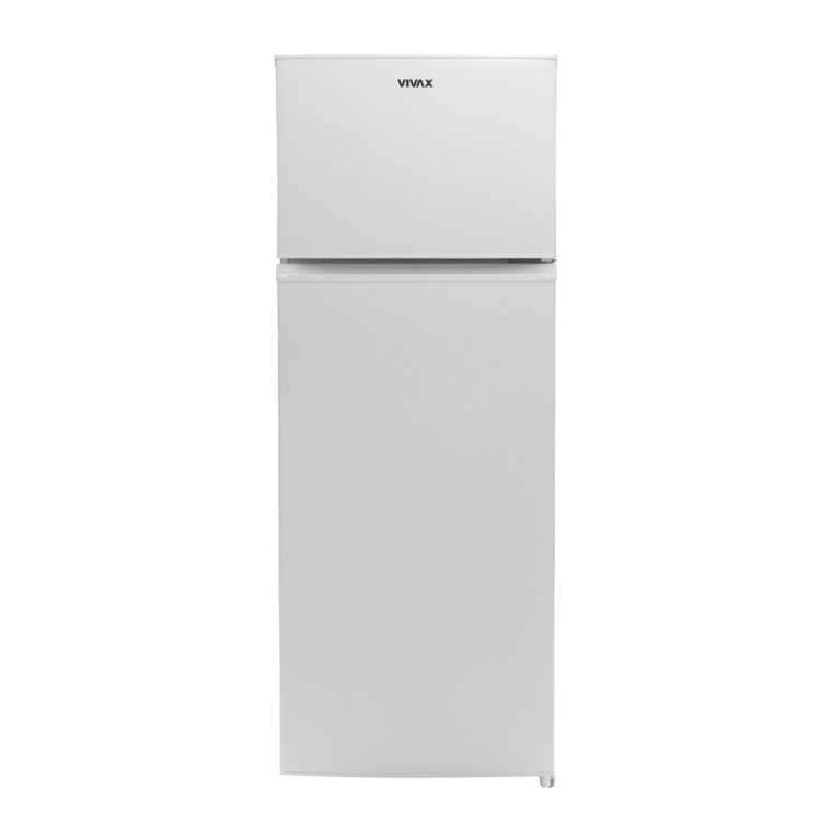 Frigider cu doua usi VIVAX DD-207E W, 204L, Clasa E, Termostat reglabil, Iluminare LED, Usi reversibile, Suprafata painted metal, 3 Rafturi de Sticla securizata, H 143 cm, Alb