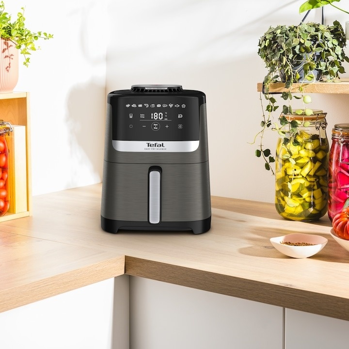 Friteuza cu aer cald Tefal Easy Fry Silence EY551HE0, 1670 W, 5l, 10 programe presetate, Ecran LCD, Termostat reglabil, Gri - 2 | YEO