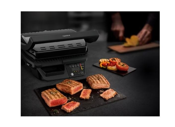 Gratar electric Tefal OptiGrill GC7P0810, 2000 W, 3 programe automate, placi tip grill antiaderente 30 x 20 cm