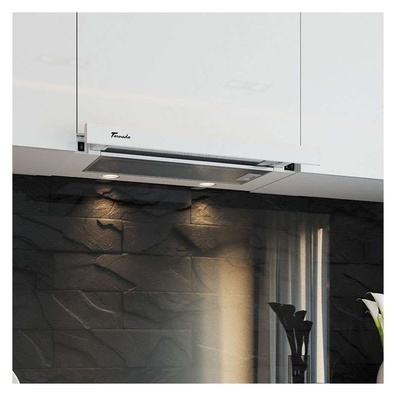 Hota Telescopica Incorporabila Tornado Sondo 700 (60), 1 motor, latime 60 cm, 2 viteze, absorbtie 700 m3/ora, Alb - 2 | YEO