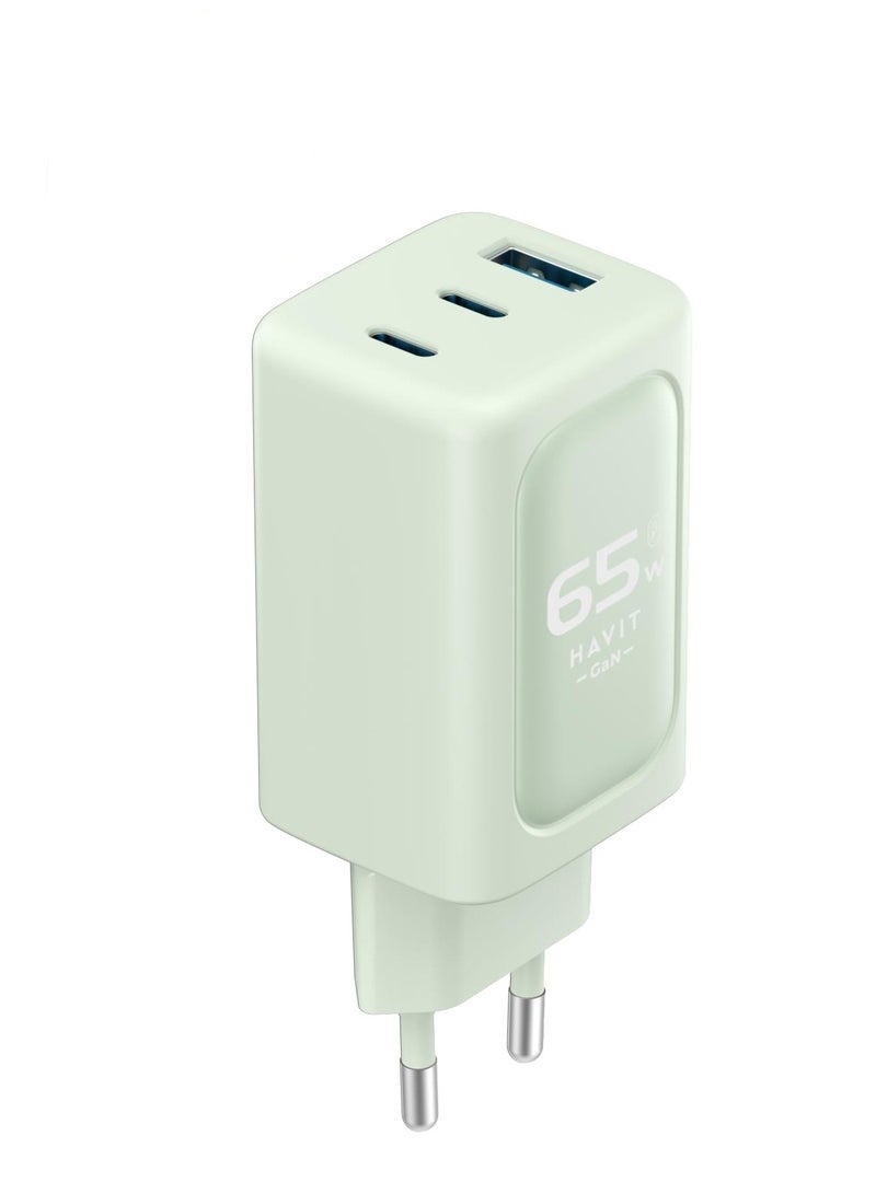 Incarcator priza HAVIT UC260 EU, 1 USB-A, 2 USB-C, 65W, Verde