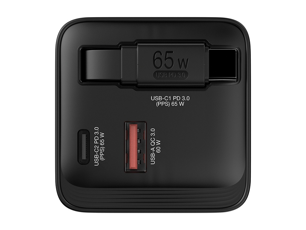 Incarcator Verbatim GaN 65W cablu retract EU/UK/US1 x USB-C PD 65W, 1 x USB-A QC 3.0 - 1 | YEO