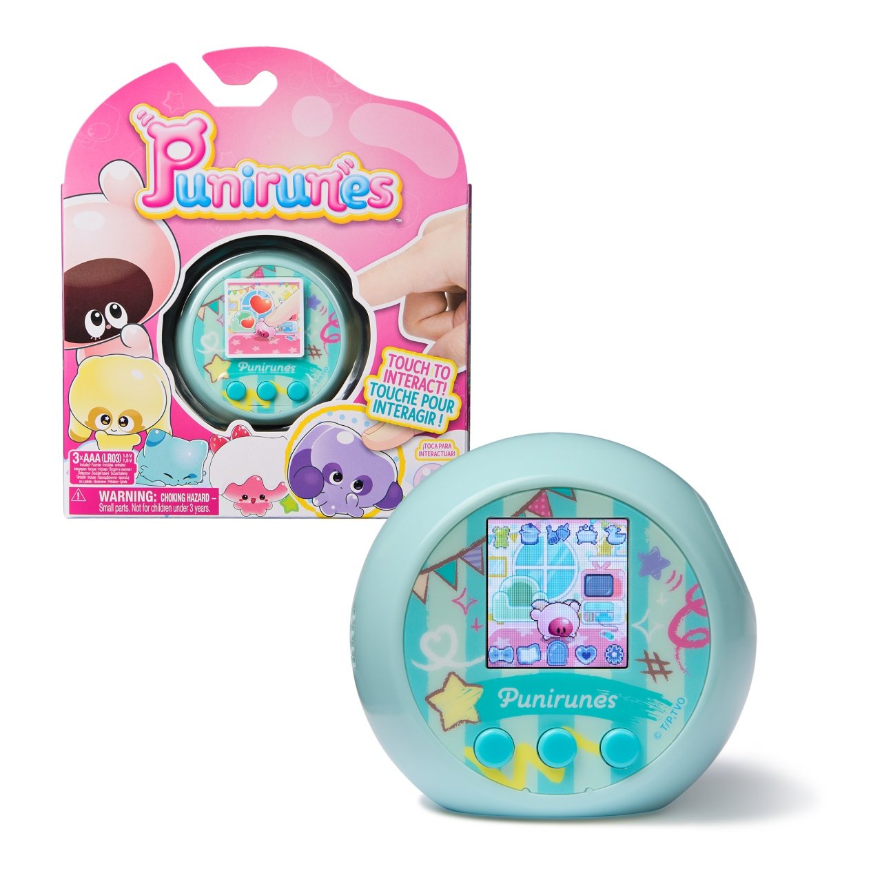 Jucarie Digitala Interactiva, Punirunes, Squishy Bff, Ecran Led Interactiv Color, 55 De Animale De Deblocat, Albastru