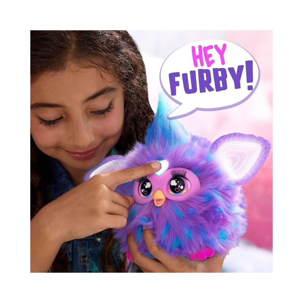 Jucarie interactiva Hasbro, Furby Purple, 15 accesorii, Voice Activated Animatronic, mov, 6 ani+