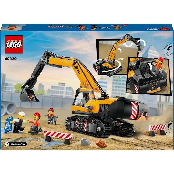 LEGO® City - Excavator galben de constructii 60420, 633 piese - 1 | YEO