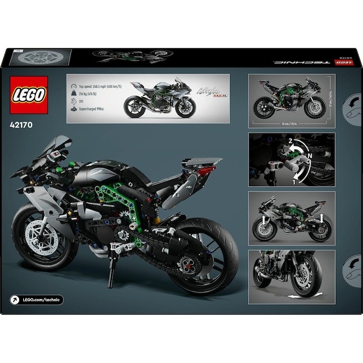 LEGO® Technic - Motocicleta Kawasaki Ninja H2R 42170, 643 piese